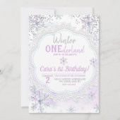 ラベンダーウィンターオネダーランド1歳の誕生日 招待状 (正面)