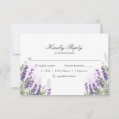 ラベンダーウェディングRSVPカードパープルパステルフローラ 出欠カード (正面)