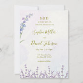 ラベンダーウォーターカラーウェディング招待 招待状 (正面)