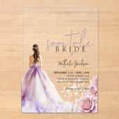 ラベンダーウォーターカラーガウンフローラブライダルシャワー アクリル招待状 (正面)