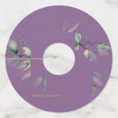 ラベンダーウォーターカラーグリーン結婚フローラ ワイングラスタグ (正面)