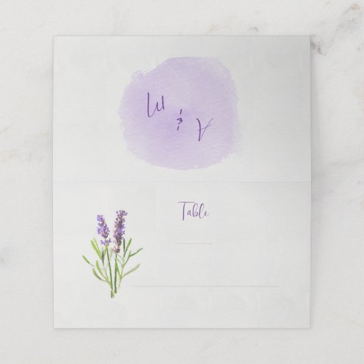 ラベンダーウォーターカラーテーブルプレイス プレイスカード (外部開封)