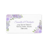 ラベンダーウォーターカラーバラエレガントなウェディングアドレス ラベル (正面)