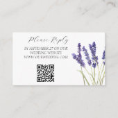 ラベンダーウォーターカラーパープルフラワーズ結婚フローラ エンクロージャーカード (正面)