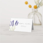 ラベンダーウォーターカラーパープルフラワー結婚ズ プレイスカード (裏面)