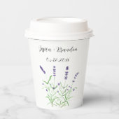 ラベンダーウォーターカラーパープルフラワー結婚ズ 紙コップ (正面)