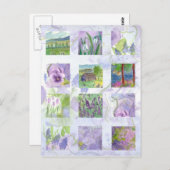 ラベンダーウォーターカラーフィールドオブフラワーメドウチューリップ ポストカード (正面/裏面)