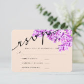 ラベンダーウォーターカラーフラワーウェディングRSVP モダン 出欠カード (スタンド正面)