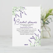 ラベンダーウォーターカラーフラワーパープルブライダルシャワー 招待状 (スタンド正面)