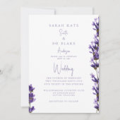 ラベンダーウォーターカラーフローラいいえ結婚保護者 招待状 (正面)