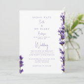 ラベンダーウォーターカラーフローラいいえ結婚保護者 招待状 (スタンド正面)