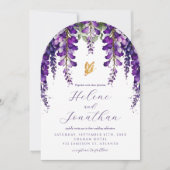 ラベンダーウォーターカラーフローラガーデンエレガントな結婚式 招待状 (正面)