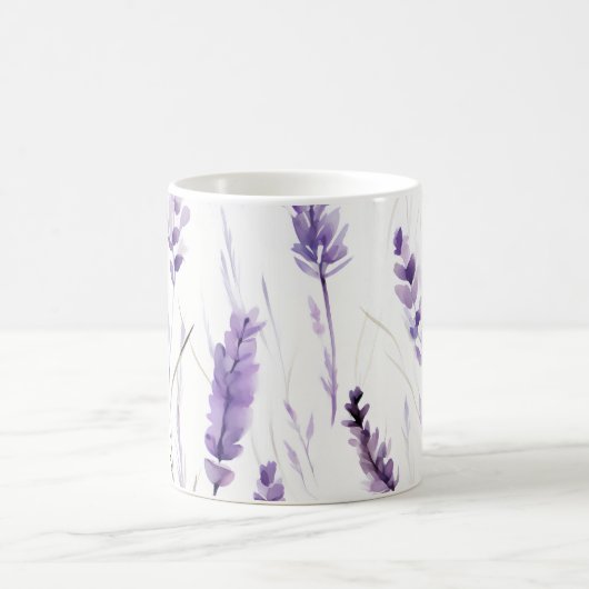 ラベンダーウォーターカラーフローラコーヒーマグ コーヒーマグカップ (中央)