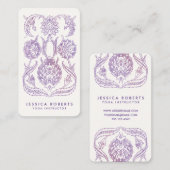 ラベンダーウォーターカラーフローラボヘミアンデザイン 名刺 (正面/裏面)