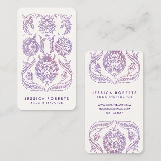 ラベンダーウォーターカラーフローラボヘミアンデザイン 名刺 (正面/裏面)