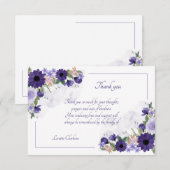ラベンダーウォーターカラーフローラ悔やみや弔慰サンキューカード サンキューカード (正面/裏面)