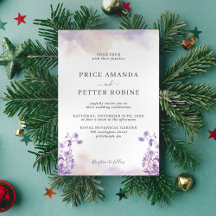 ラベンダーウォーターカラーフローラ結婚式招待状