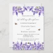 ラベンダーウォーターカラーフローラ結婚披露宴 招待状 (正面)