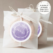 ラベンダーウォーターカラーモノグラム封筒用シール/好意C ラウンドシール