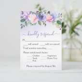 ラベンダーウォーターカラー結婚フローラ 出欠カード (スタンド正面)