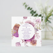 ラベンダーウォーターカラー結婚フローラ 招待状 (スタンド正面)