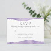 ラベンダーウォーターカラー結婚式招待状RSVP 出欠カード (スタンド正面)