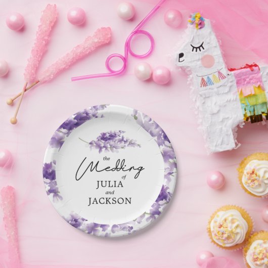 ラベンダーウォーター結婚カラーエレガントパーソナライズされたズ ペーパープレート (パーティー)