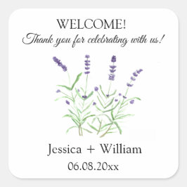ラベンダーウォーター色モダンフローラ結婚ズ スクエアシール