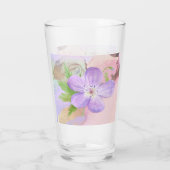ラベンダーウオータカラーフローラデザインガラス タンブラーグラス (裏面)