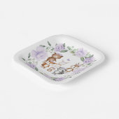 ラベンダーウッドランドフォレストアニマルズ誕生日パーティー ペーパープレート (傾斜あり)