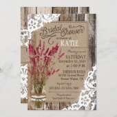 ラベンダーウッドレース素朴ブライダルシャワー 招待状 (正面/裏面)