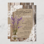 ラベンダーウッドレース素朴ブライダルシャワー 招待状 (正面/裏面)