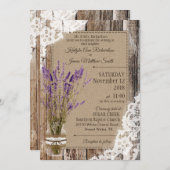 ラベンダーウッドレース素朴結婚ズ 招待状 (正面/裏面)