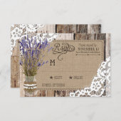 ラベンダーウッドレース素朴RSVPカード 出欠カード (正面/裏面)