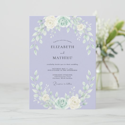 ラベンダーエアリーローズウェディング 招待状 (スタンド正面)