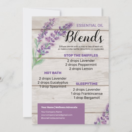 ラベンダーエッセンシャル油ディフューザブレンド 招待状 (正面)