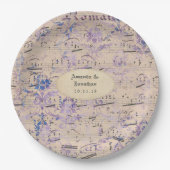 ラベンダーエフェメラ音楽ノート結婚ズ ペーパープレート (正面)