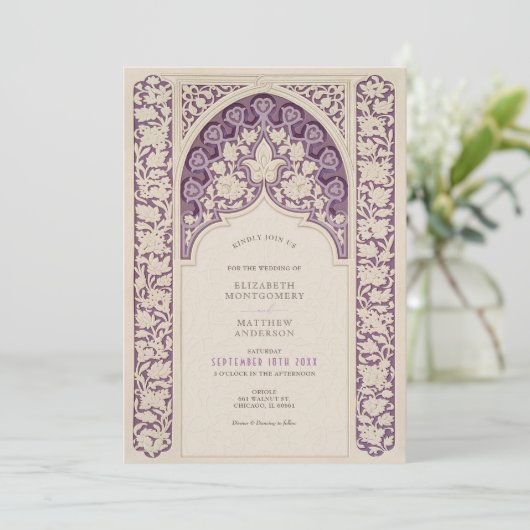ラベンダーエレガンスアールヌーボーレ結婚ース 招待状 (スタンド正面)