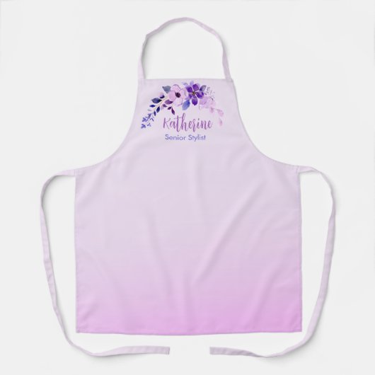 ラベンダーエレガンスパーソナライズされたスタイリストエプロン エプロン (正面)