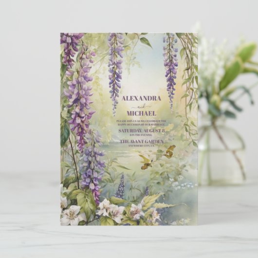 ラベンダーエレガンス結婚アールヌーボー 招待状 (スタンド正面)