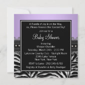 ラベンダーエレガントパープルゼブラベビーシャワー 招待状 (裏面)