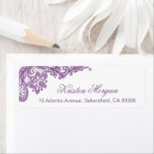 ラベンダーエレガントパープルフローラレースウェディングRSVP ラベル (インサイチュ)