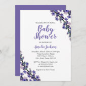 ラベンダーエレガントパープルベビーシャワー招待状 招待状 (正面/裏面)