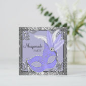 ラベンダーエレガントパープルマスクマスカレードパーティー 招待状 (スタンド正面)