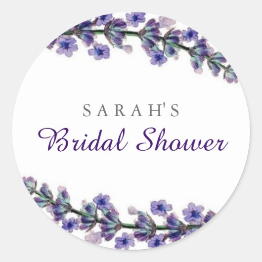 ラベンダーエレガントブライダルシャワーシール ラウンドシール (正面)