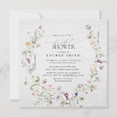 ラベンダーエレガントワイルドフラワーブライダルシャワー 招待状 (正面)