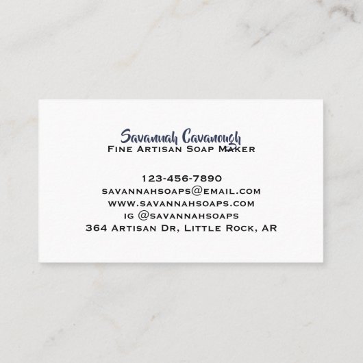 ラベンダーエレガント職人せっけんメーカー 名刺 (裏面)