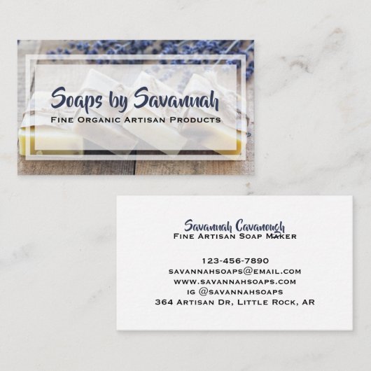 ラベンダーエレガント職人せっけんメーカー 名刺 (正面/裏面)