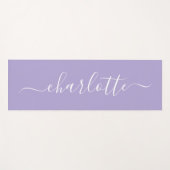 ラベンダーエレガント薄紫スクリプトパーソナライズされた名  ヨガマット (正面(横))