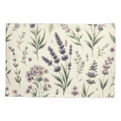 ラベンダーオンクリームヴィンテージフローラピローケース 枕カバー (裏面)